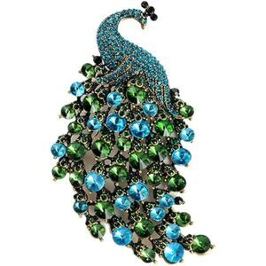 Women's Rhinestone Peacock Brooch Pin Big Crystal Bird Animal Brooches Jewelry